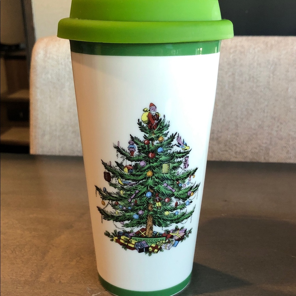 Spode Green and White Christmas Tree Travel Mug